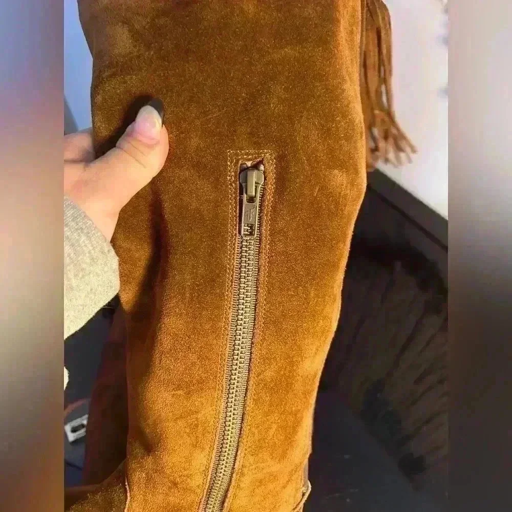 Frye Brown Suede Molly Tassel Over the Knee Boot, Size 7 Excellent condition